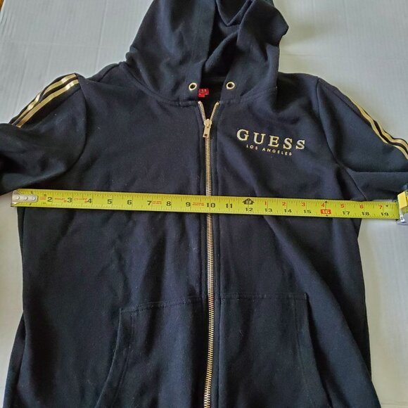 Retro Guess Los Angeles Zip Up Hoodie Sweatshirt with Gold Lettering - Picture 12 of 13